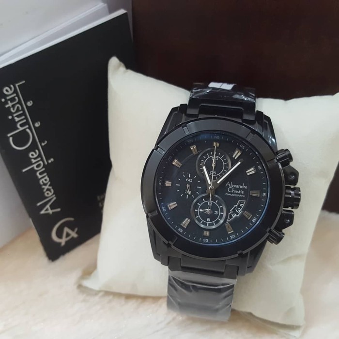 ✅New Ori Jam Alexandre Christie Ac 6226 Mc Ac6226Mc Silver Hitam Original Berkualitas