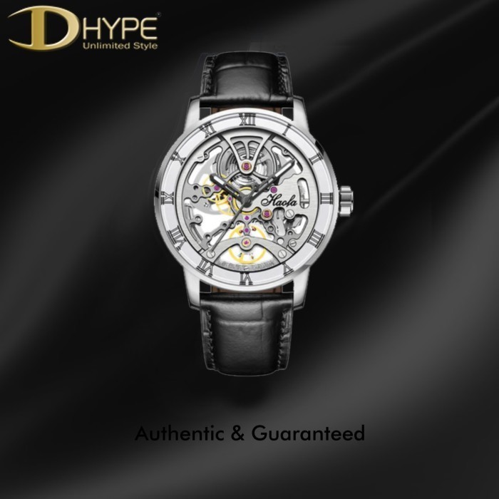 ✅Original Haofa 1933 Skeleton Automatic Watch Ceramic Scale Silver White Diskon