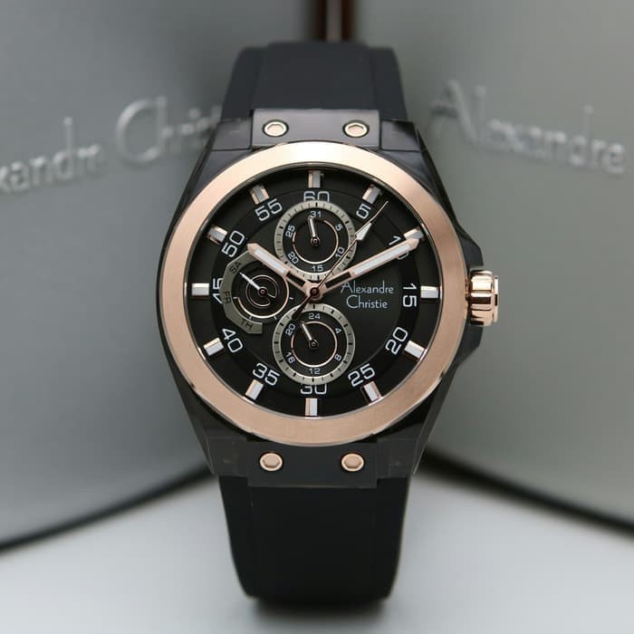 ✅Sale Jam Tangan Pria Alexandre Christie Ac 6546 Original - Rosegold Black Berkualitas