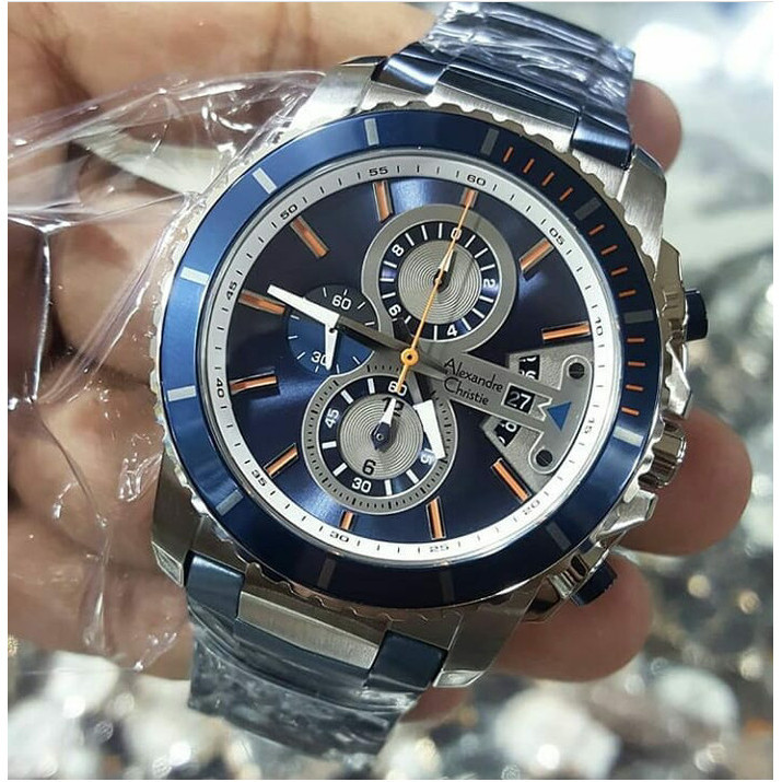 ✅Sale Jam Tangan Pria Alexander Christie Ac 6455 Cowok Blue Silver Original Berkualitas