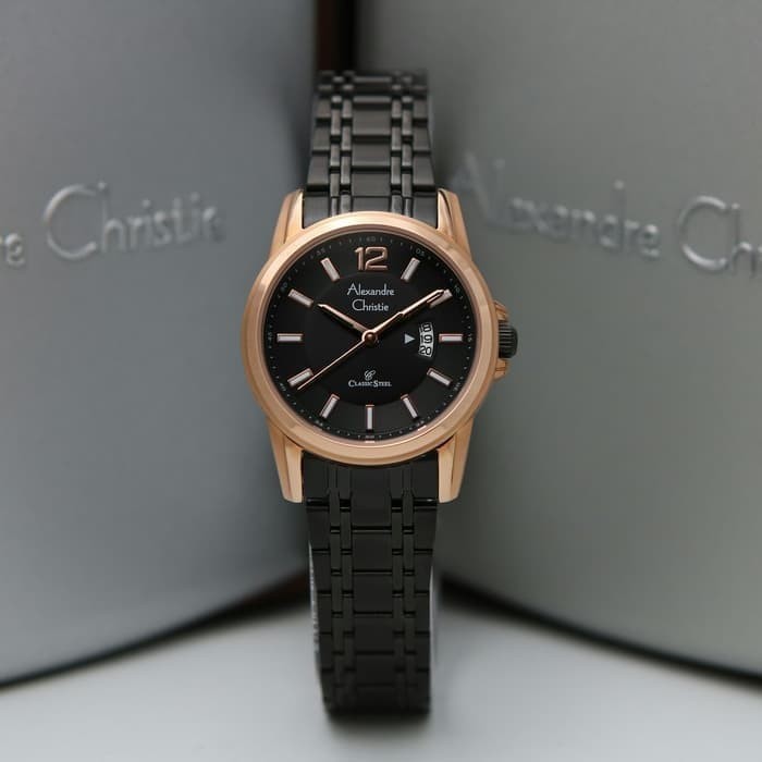 ✨Baru Jam Tangan Wanita Ac Alexandre Christie 8325 Original - Rosegold Black Berkualitas