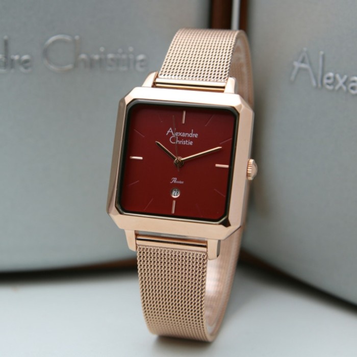 ✨Baru Alexandre Christie Ac 2911 Rosegold Red Ac2911 Wanita Original Terbaru