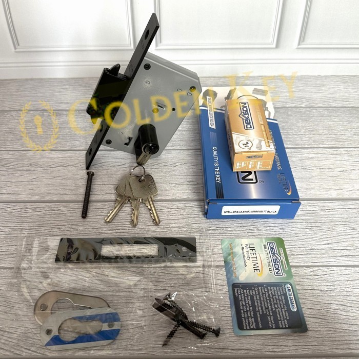 Paket Sliding Dekkson Dekson 84100 Bodi Kunci Pintu Kayu Hitam Black