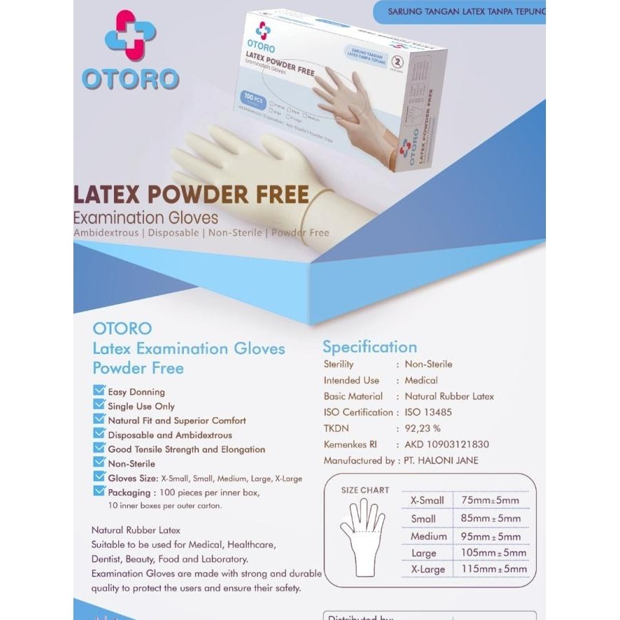 COD Sarung Tangan medis OTORO non powder  Termurah 