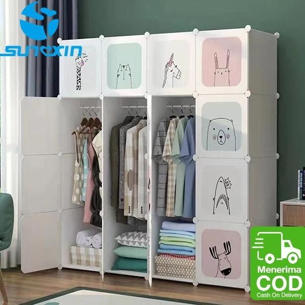 Sunxin - Lemari Plastik Pakaian Diy / Wardrobe / Rak Baju Animal Character Murah