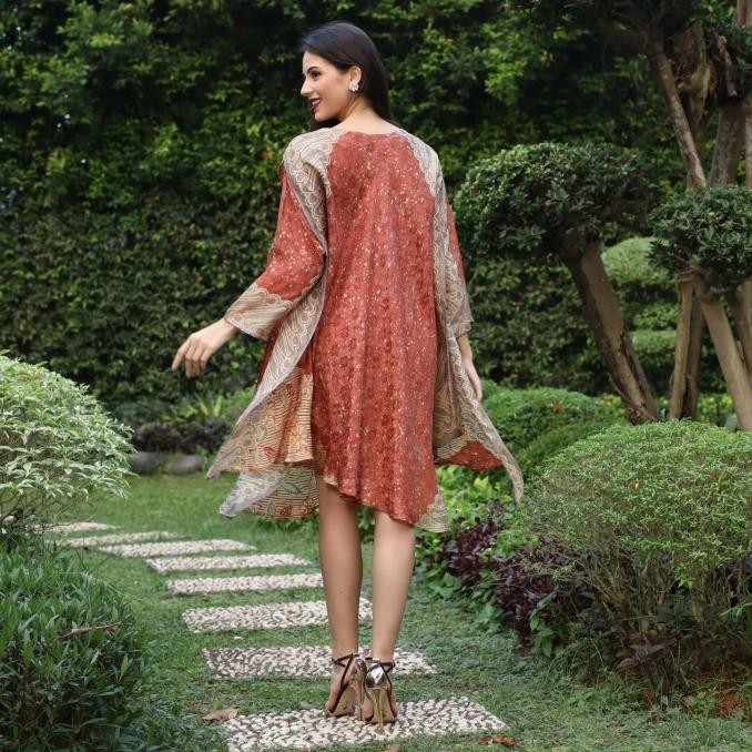 New Dress Batik Wanita Modern - Rinjanie Avon Dress Bombai Layer Amanda 06 Pengiriman Cepat