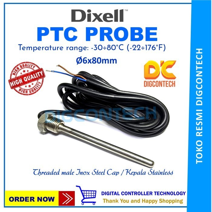 Sensor Probe PTC Dixell Drat Ulir temperatur bulb 1.8mtr