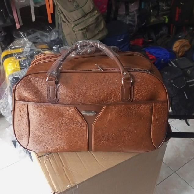 TAS PAKAIAN TROLI DORONG KULIT POLO CLASIC TAS TRAVEL BAG Kode 061