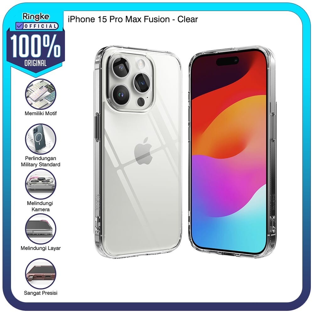 Ringke iPhone 15 Pro Max Fusion Clear Casing Softcase Anti Crack Tipis