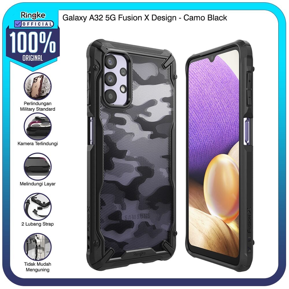 Ringke Samsung Galaxy A32 5G Fusion X Camo Black Casing Softcase Tipis