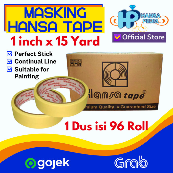 

[Baru] Masking Lakban Kertas 1 Inch X 15 Y Hansa 96 Roll 1 Dus Terbaru