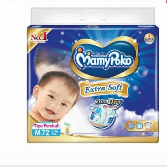 [New Ori] Pempers Bayi Mamy Mami Poko Super Jumbo / Royal Soft M 72 Diskon