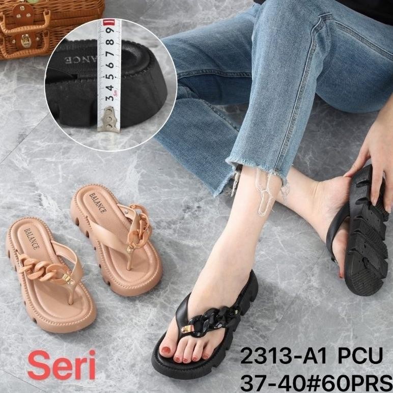Sandal Jepit Rantai Sandal Jelly Wanita Wedges Tinggi 6 Cm Balance 2313