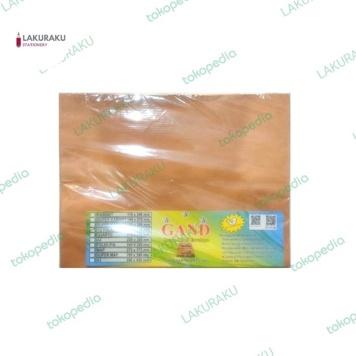 

Amplop 1/2 Folio Gand 190 X 250 Mm Isi 100 Lembar Cokelat
