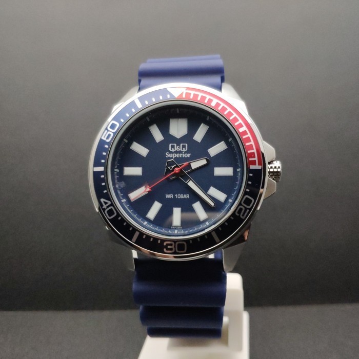 Q&Q QQ Superior Jam Tangan Pria Strap Karet Biru S374J302Y Original