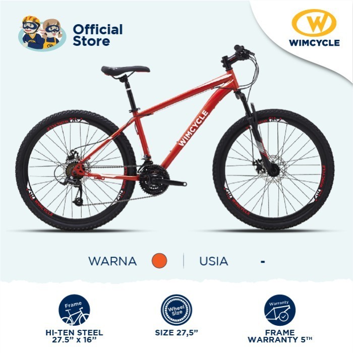 Terbaru Wimcycle Sepeda Gunung Mtb Falcon 27.5 - Orange Promo Terlaris