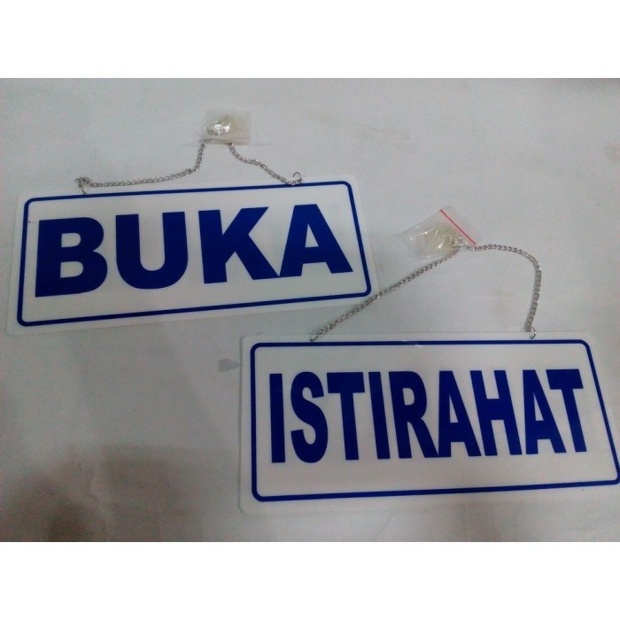 

Sign 'Istirahat' & 'Buka' Label Bolak Balik Bisa Digantung / Dipajang