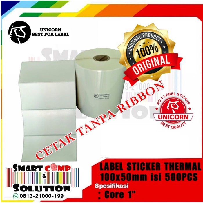 

Label Stiker Barcode Thermal 100X50 Mm 1Line Isi 500Pcs