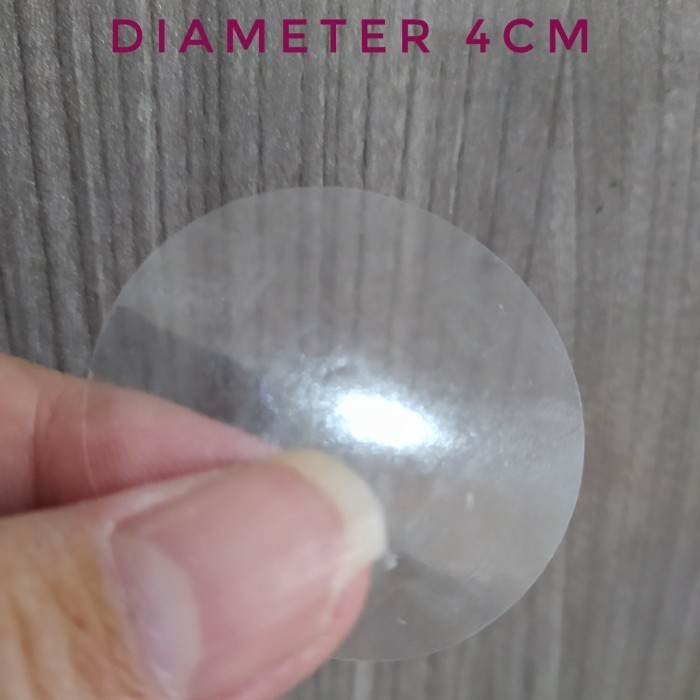 

Stiker Vinyl Bulat Bundar Bening Polos Transparan Deamete 4Cm Isi100