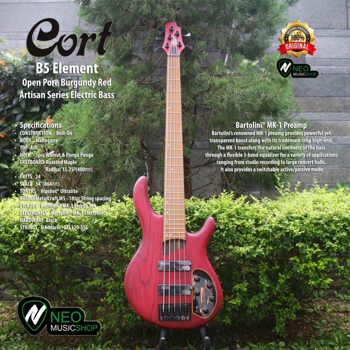PROMO CORT B5 ELEMENT OPBR ARTISAN SERIES ACTIVE 5 STRINGS ELECTRIC BASS #ORIGINAL