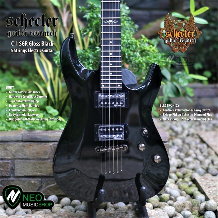 PROMO SCHECTER C1 SGR GLOSS BLACK 6 STRINGS ELECTRIC GUITAR #ORIGINAL