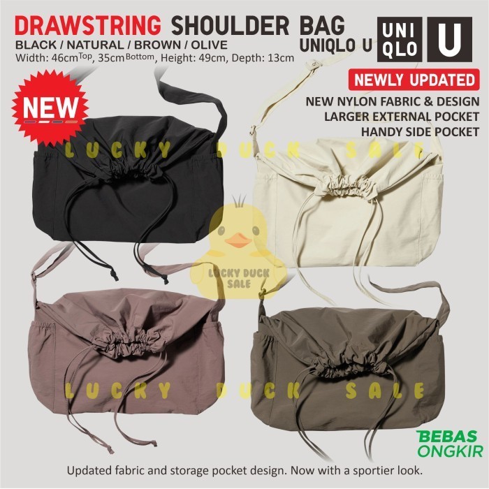 UNIQLO U Drawstring Shoulder Bag Tas Bahu Serut Unisex