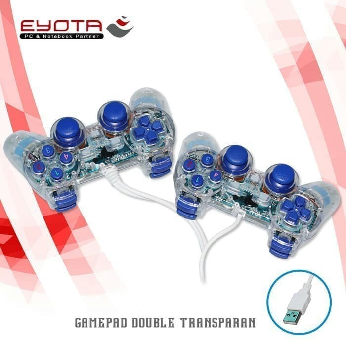 Stik Ps Pc Joystick Pc Laptop Gamepad Double Transparan Usb Eyota Dt88 Best