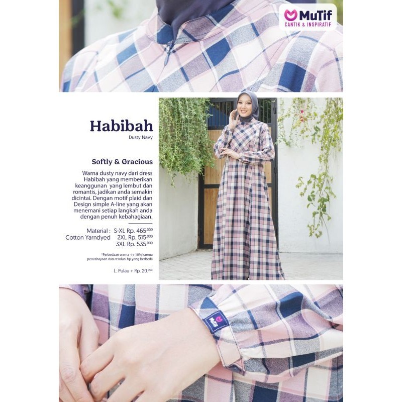 GAMIS MUTIF HABIBAH DUSTY NAVY