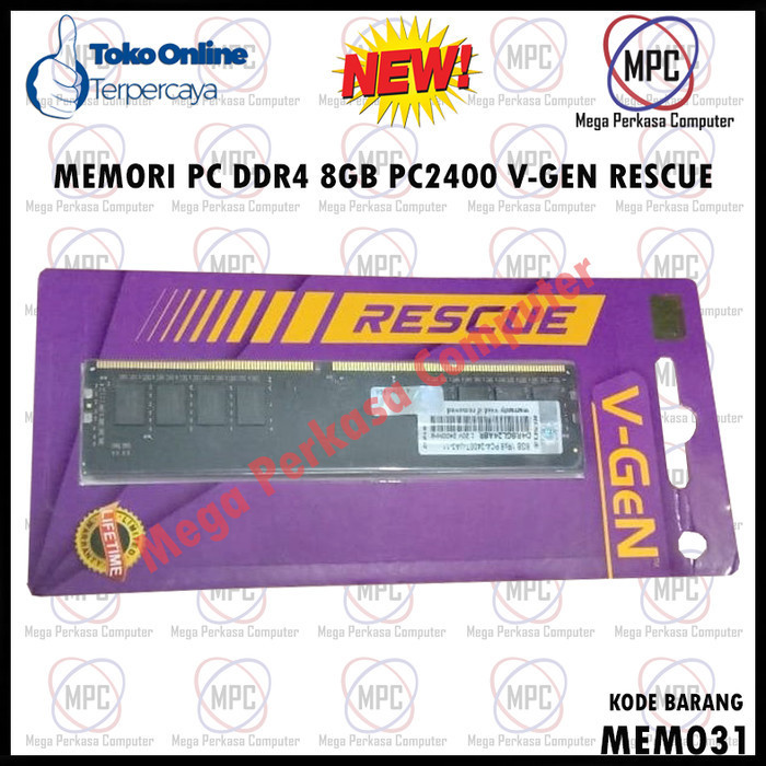 Memory Vgen V-Gen Rescue Ddr4 8Gb 2400/2666 Pc 19200/21300 Untuk Pc Best