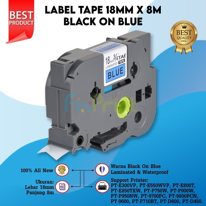 

Compatible Label Tape Laminated Tze-541 18Mm X 8M Black On Blue New Best