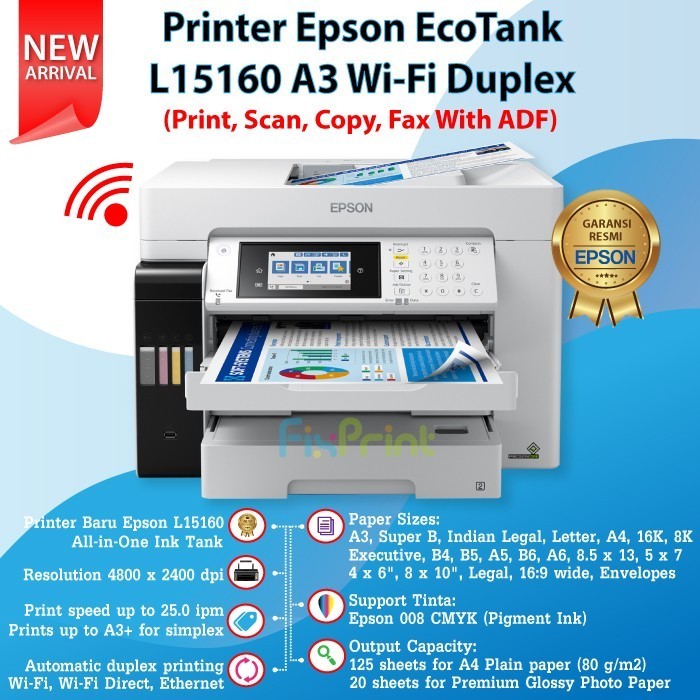 Printer Epson Ecotank L15160 A3 Wifi Duplex (Print, Scan, Copy, Fax) Best