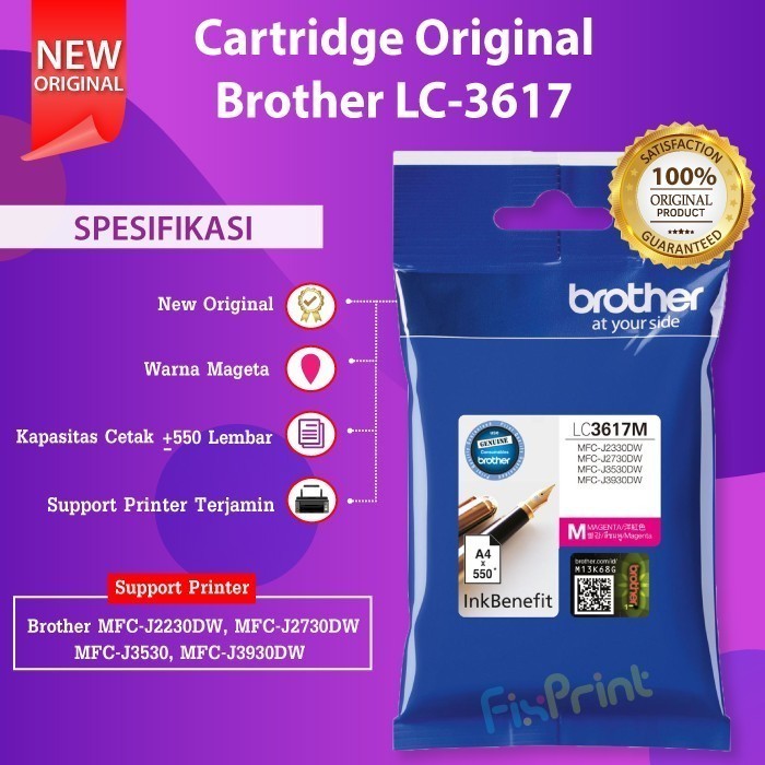 Cartridge Brother Lc3617 Magenta Tinta J2730Dw J3530Dw J3530 J3930Dw - Magenta, Original Best