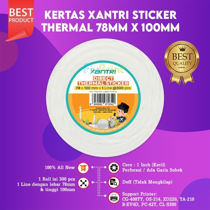 

Label Thermal 78X100Mm - 78X100 78 X 100 Mm (1 Line) Kertas Sticker Best