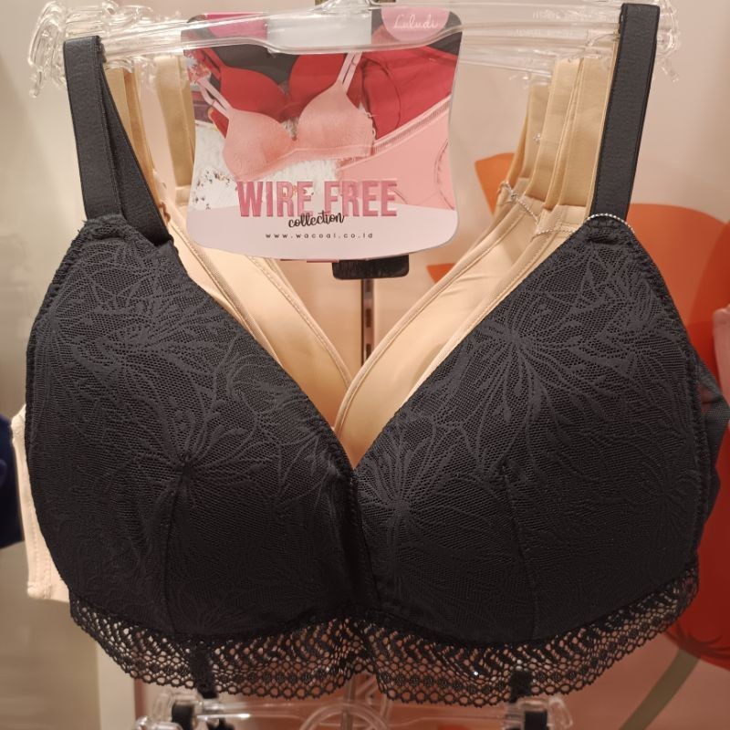 [NYAMAN DIGUNAKAN] FrBggs ORIGINAL LULUDI WACOAL WIRE FREE BRA FULLCUP TANPA KAWAT AKSEN RENDA BLACK