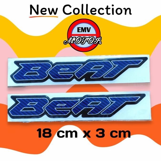 *Paling Laris* Sepasang Emblem Timbul Beat Karbon Biru