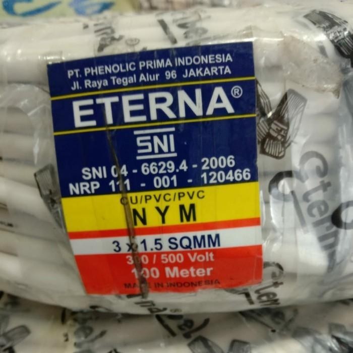Kabel Eterna Nym 3X1,5 @100M 3X1.5 Tunggal Putih Kawat