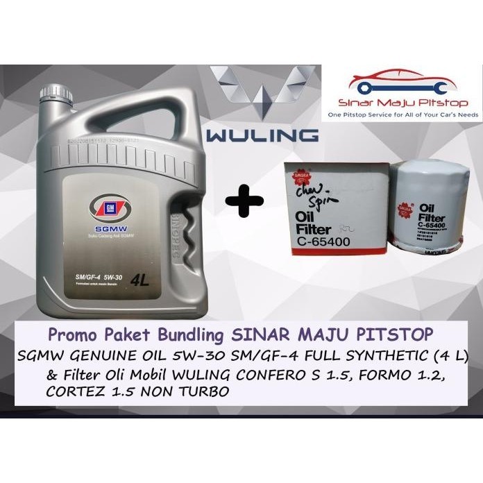 Promo Paket Oli Sgmw 5W-30 Sm & Filter Mobil Wuling Confero & Cortez & Formo Terbaik