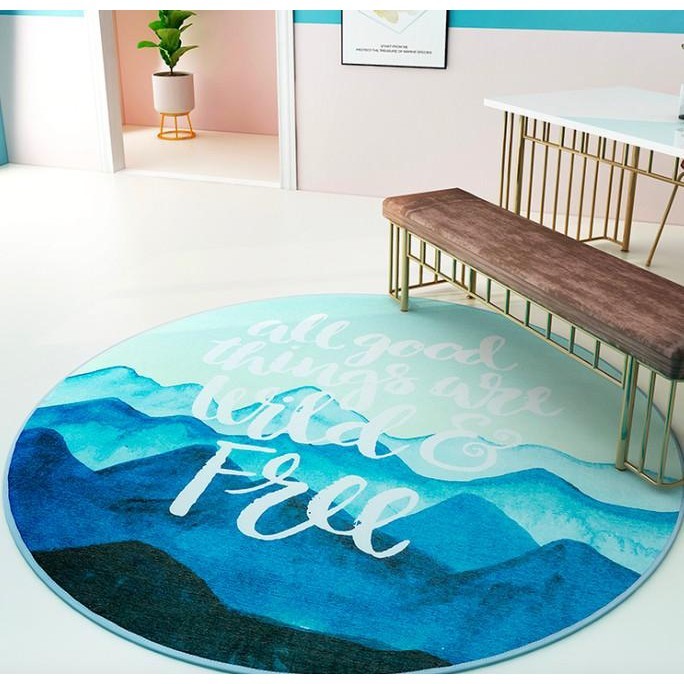 KARPET BULAT MODERN MINIMALIS LUCU KOREA DIAMETER 80 CM