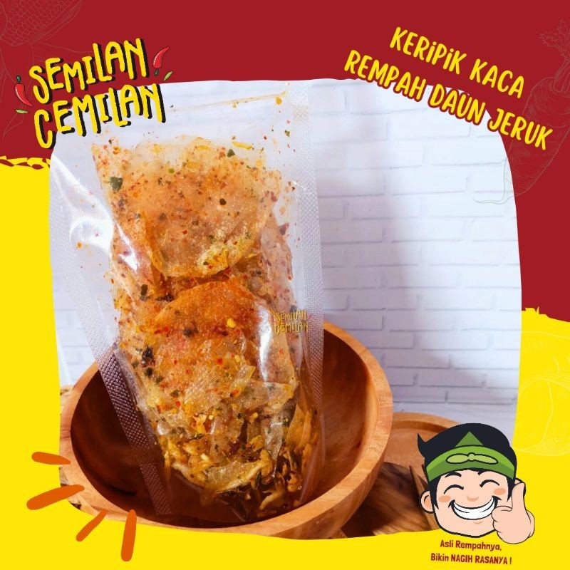 

KERIPIK KACA PREMIUM REMPAH DAUN JERUK 70GR | Semilan Cemilan