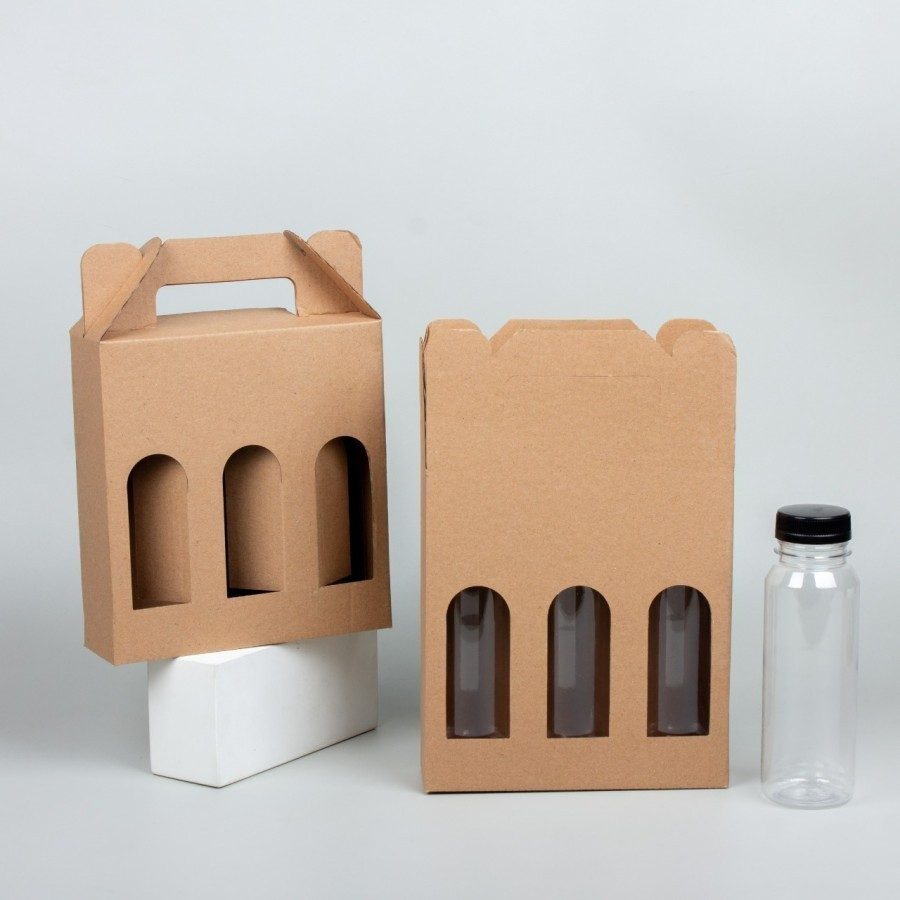 

10 Pcs Kardus Die Cut Jinjing Botol 250 ml Coklat Polos uk 16.8 x 5.5 x 18 cm