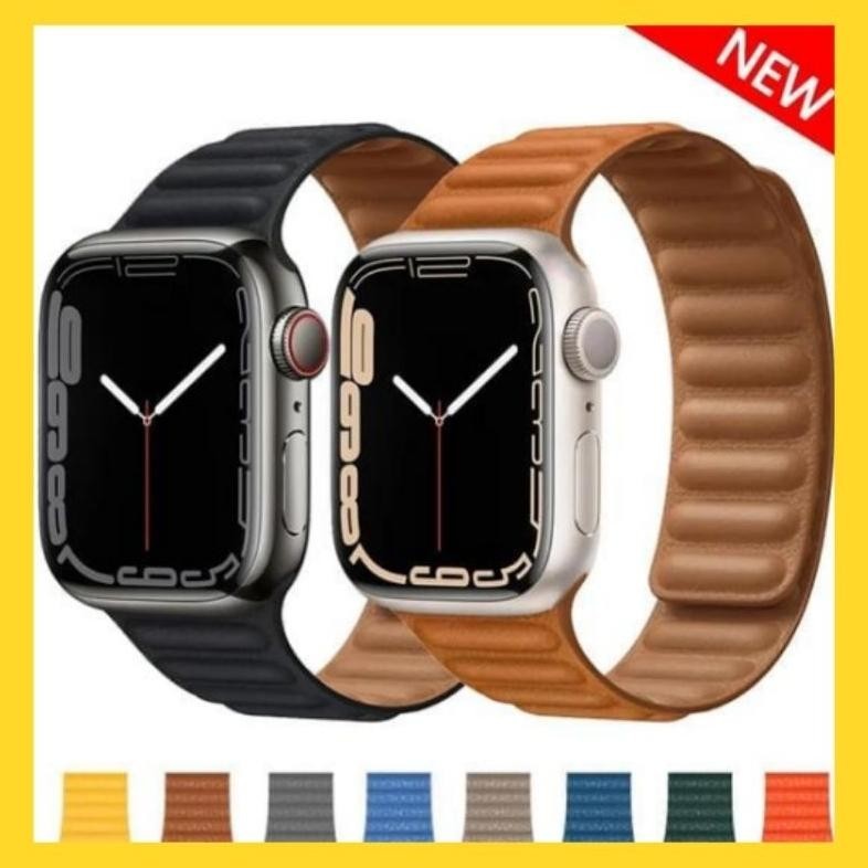 Ready Strap Iwatch Leather Magnetic 42Mm 44Mm 45Mm Original Bayar Ditempat
