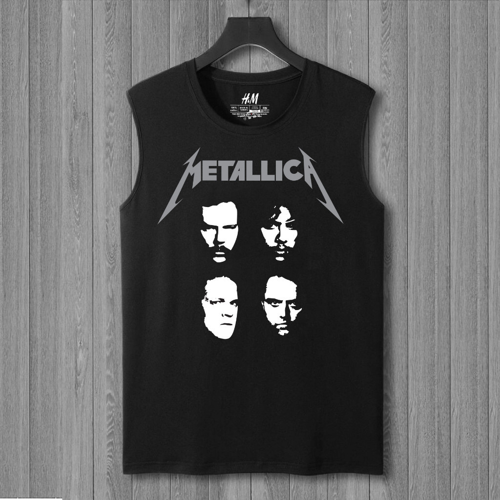 Kaos Distro Tanpa Lengan Metallica Lekbong Pria Singlet Band Distro