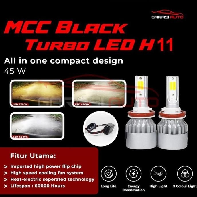 TURBO LED 3 Warna Lampu Foglamp Jazz Brio Freed HRV CRV Bohlam H11 H16