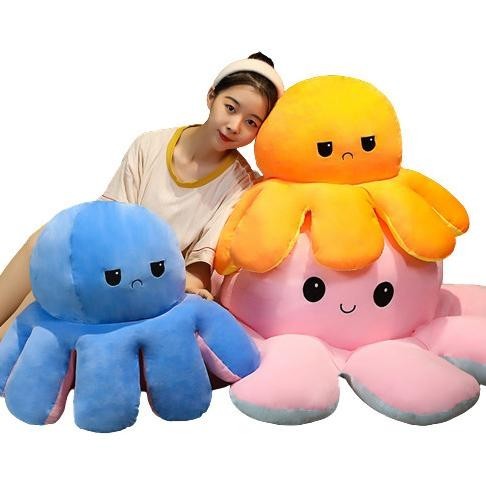 Boneka Gurita Jumbo Import 40 cm Bolak Balik Maianan Octopus Cumi Cumi
