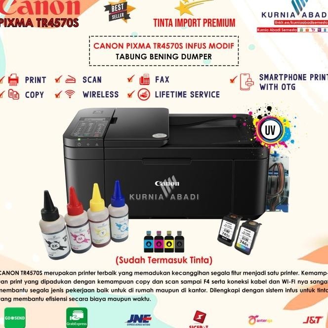 Printer Canon Pixma Tr4570S Infus Tabung Print Scan Copy Wifi Dumper