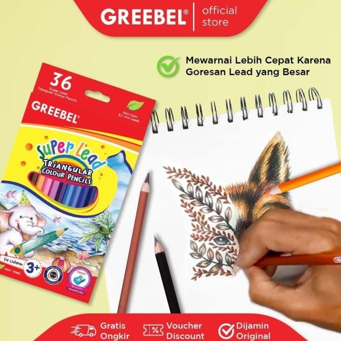 

Terbaik GREEBEL PENSIL WARNA 3736 SUPER LEAD ISI 36 Colouring Color Pencil