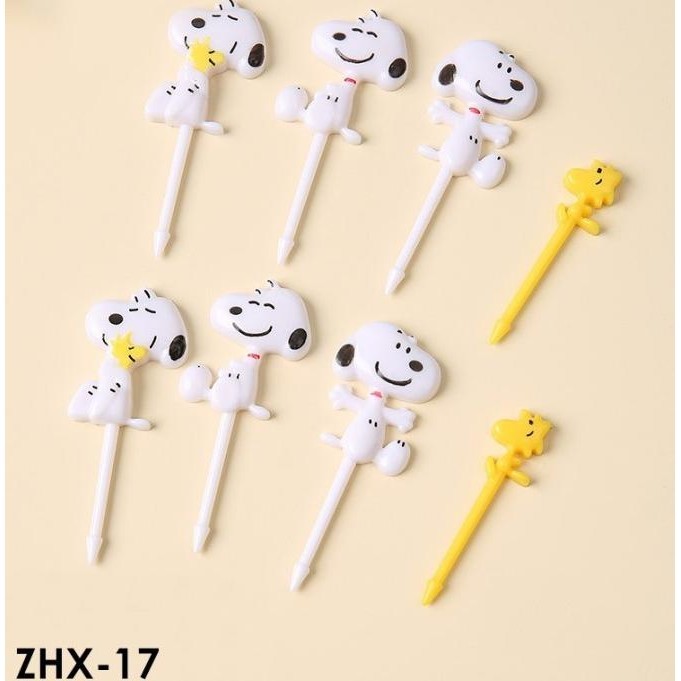New Yooyee Food Pick Garpu Buah Tusuk Bento Snoopy Set Berkualitas