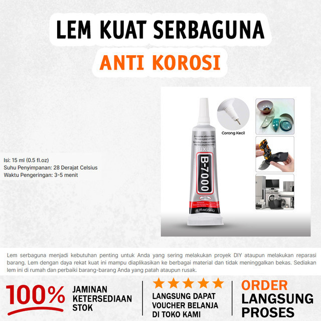 

Lem Power Glue Strong Adhesive Anti Korosi Warna Transparan Isi 15ML