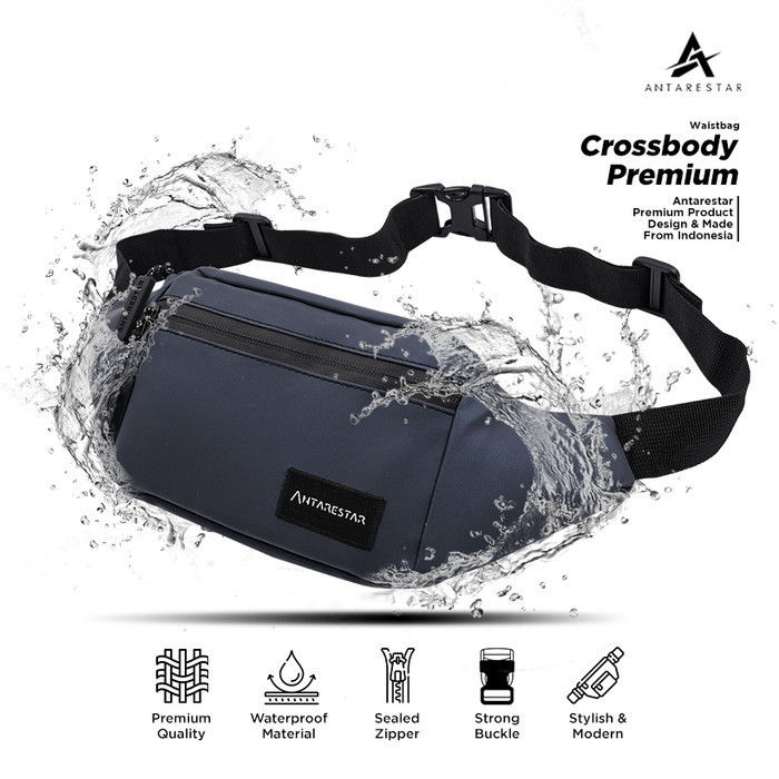 tas selempang pria Tas Selempang Pria Wanita Waist Bag Crossbody Premium ANTARESTAR - Abu-abu(R7E0) 
