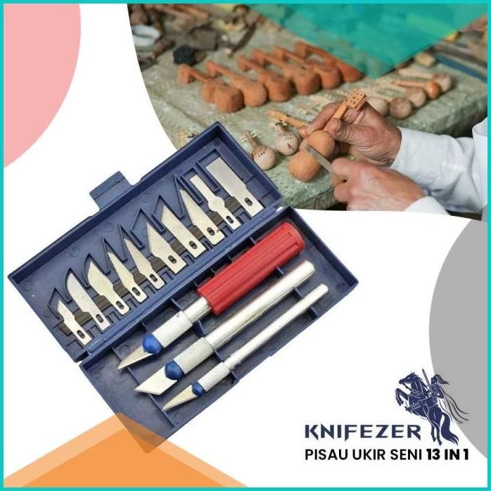 

KNIFEZER Set Pisau Ukir Seni 13 in 1 Crafting Knife 3 Handle 16novz3 p